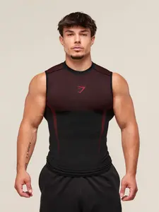 Men's Gym Vest Top Casual Breathable Tight Fit Running Training Short Sleeve Muscle Shirt, Slim-Fitting Workout Wear, Tight Sports Vest