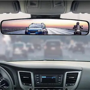 Fit 17" Wide Angle Convex Rear View Mirror for Cars, Trucks, SUVs - HD Glass, Easy Clip-On Installation, Durable ABS, Enhanced Night Vision, Rear View Mirror Accessories