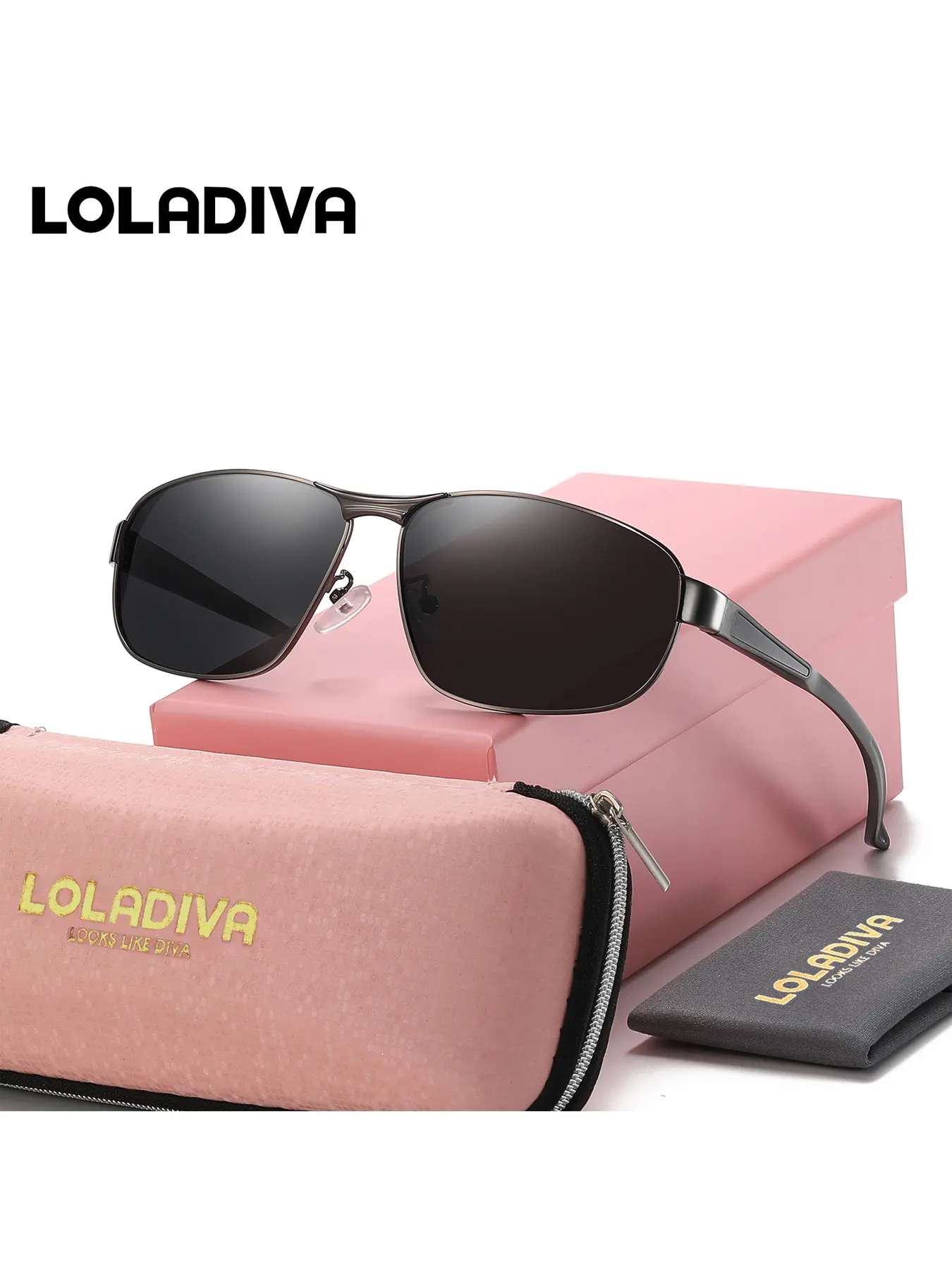 LOLADIVA Unisex Timeless Design Full Frame Sunglasses Quiet Luxury Rectangular Frame Sunglasses UV400