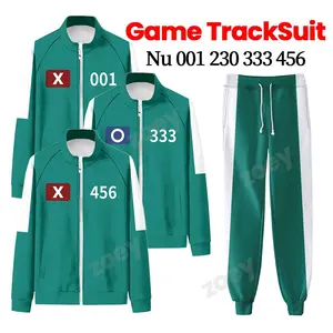 Calamari Game Cosplay Costume Player Number 001 230 333 456 Tracksuit Outfits Party Clothes Adult Player Costume for Men Women Comfortable Breathable Polyester Material