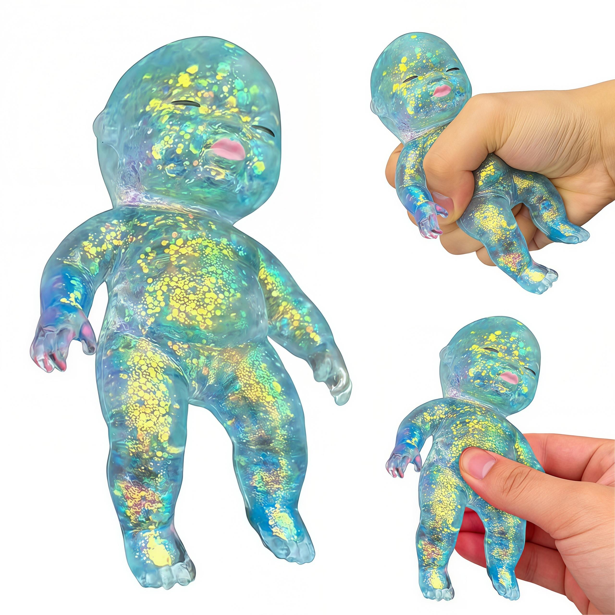 Curiosities Sugar Swaps Jumbo Baby Squishy Toy, Slow Rising Glitter Squeeze Toy for Stress Relief, Soft Sensory Fidget Toy for Kids & Adults, Cute Stretchy Collectible Squishies，stress relief silicone，toys grown，sugar swaps squishy