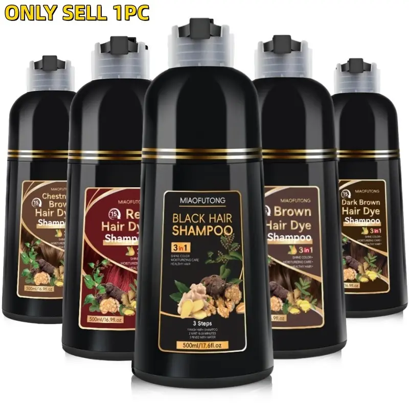 3-in-1 Hair Dye Coloring Shampoo, Natural Extracts Infused, Hydrating, Moisturizing & Nourishing Formula, Hair Color & Care Product for Men & Women
