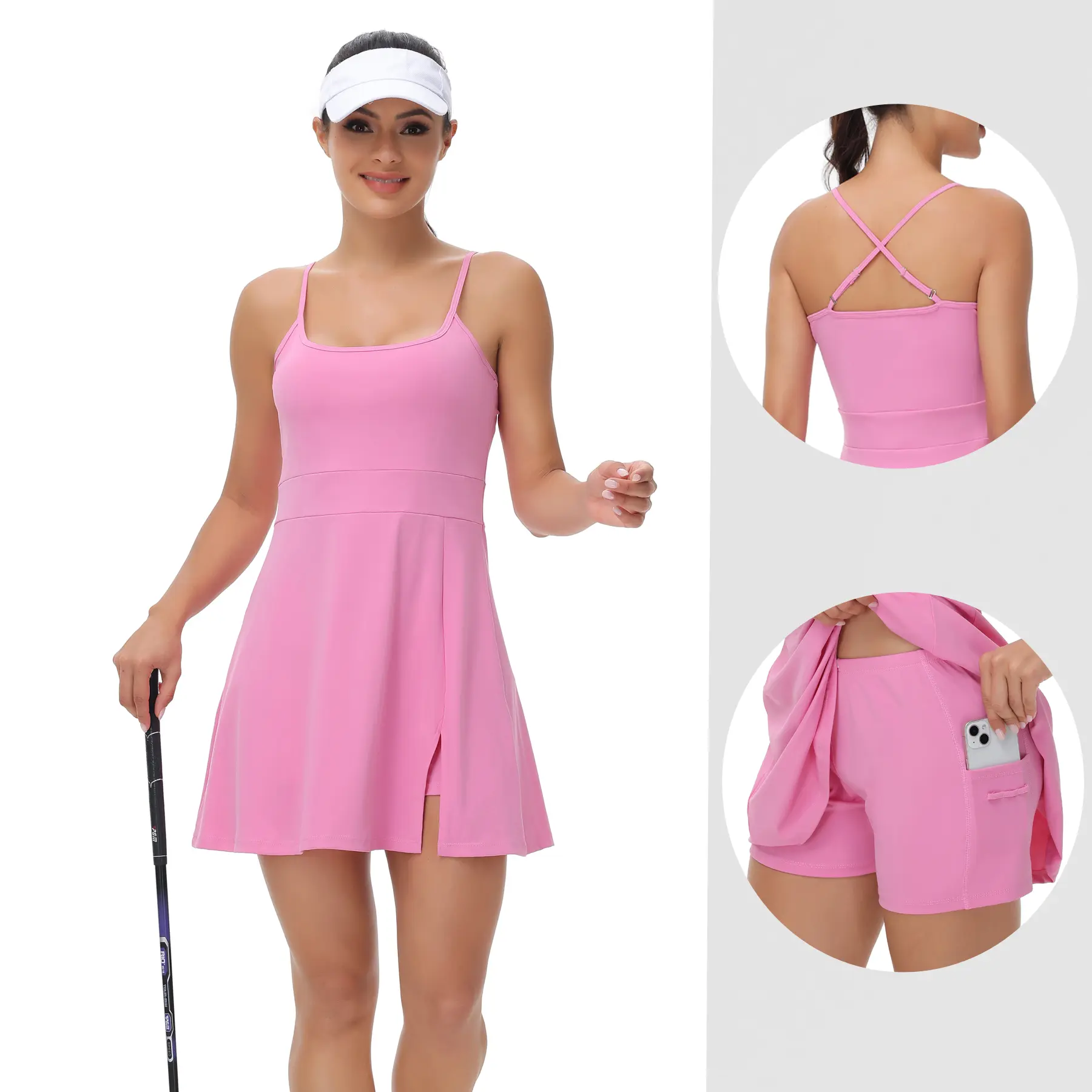 Tennis Dress for Women  Sleeveless with Built-in Shorts & Pockets Activewear for Golf Workouts Summer Outfit
