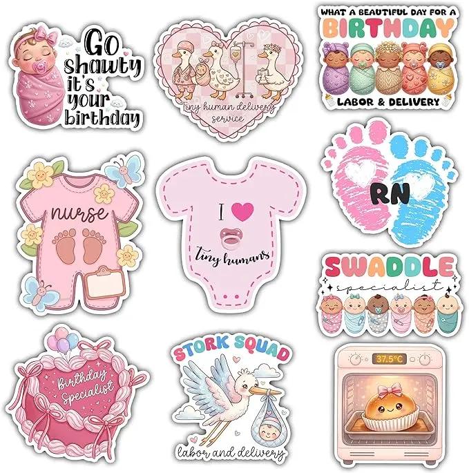 10pcs Nurse Sticker Nicu Nurse Nursing Sticker Funny Labor and Delivery Nurse Decoration for Water Bottles, Books, Laptops, Phones, Tumblers