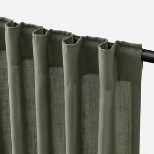 Jowels Linen Semi Sheer Curtains 2 Panels Set Modern Farmhouse Living Room Drapes 52 Inch Width Light Filtering Rod Pocket Back Tab Privacy Curtain