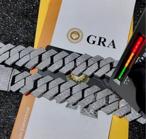 2026 Hot ItemPass Diamond Test GRA Moissanite 25mm Wide 6Rows 925 Solid Silver Cuban link chain for Rapper Hip Hop VVS Iced Out Necklace Book Pendant....