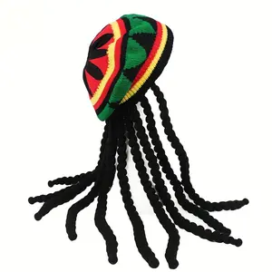 Rasta Hat, Black Long Braided Wig Rasta Wig