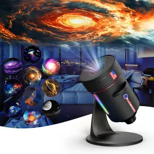 Galaxy Projector for Bedroom, 10 Film Discs HD Image Star Projector with Classic Appearance, Adjustable Knob, 360° Rotating, 1/2 Timer, Adjustable Brightness, Night Light for Home Decor, Perfect Festival Gift