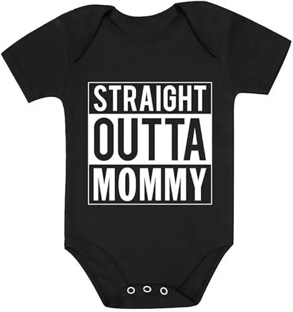 Tstars Funny Baby Bodysuit 0-24M | Straight Outta Mommy; Daddy Is My Hero; You Can Do This Dad; Little Ass Kicker; Baby Tux; | Unisex Boy Girl Baby Gift
