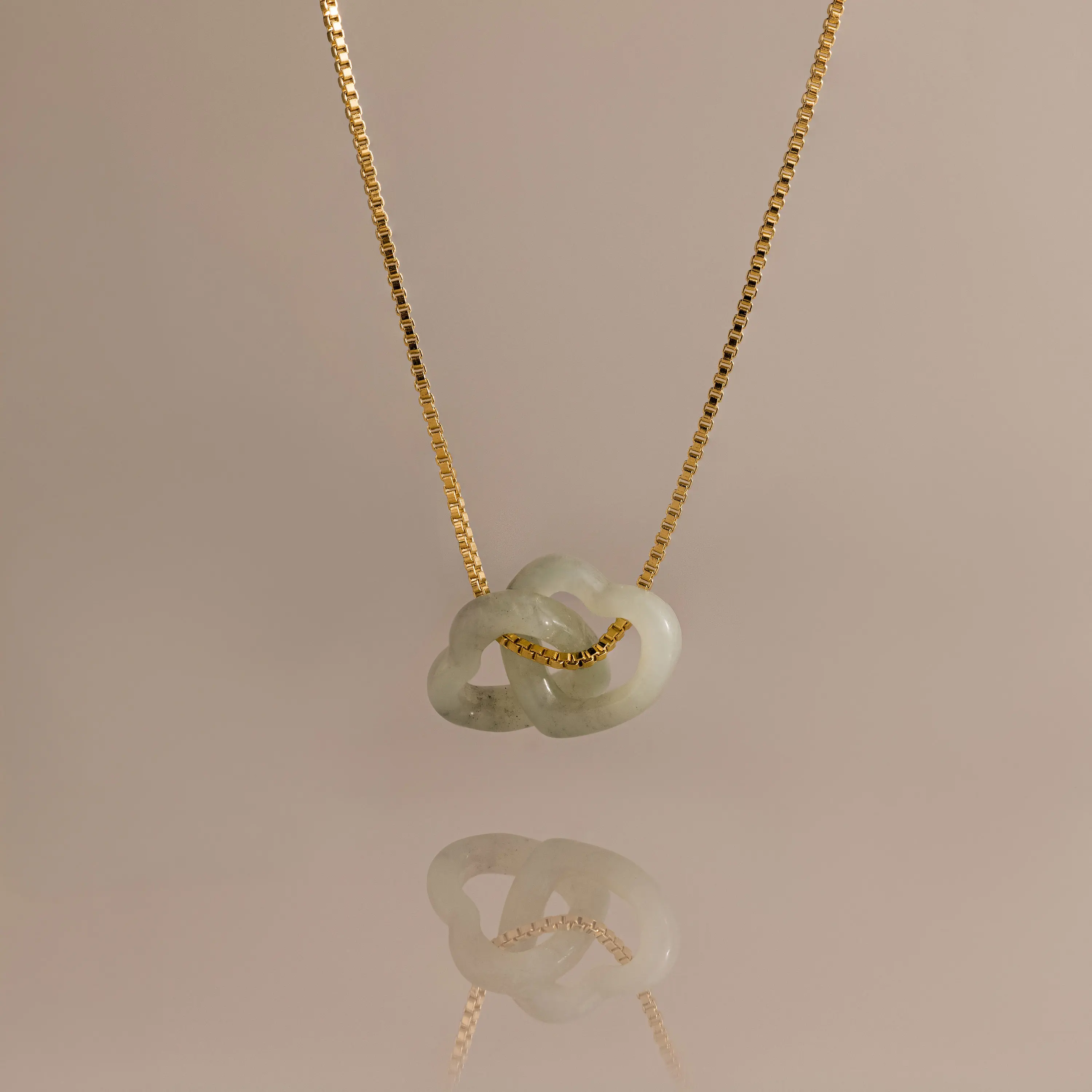 Interlocking Jade Heart Necklace by Caitlyn Minimalist - Green Gemstone Linked Pendant Necklace - Jade Jewelry - Anniversary Gift for Her