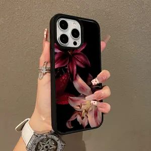 Trendy Magnetic Case for iPhone11/12/13/14/15/16/17/promax Burgundy Lily MagSafe Ready, Ultra Thin & Shockproof | Cute Pick for Girls