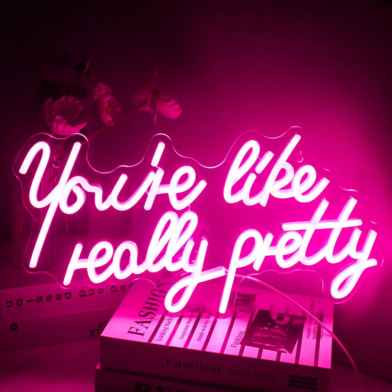 You're Like Really Pretty Neon Wall LED Signs, 1 Count USB Powered Creative LED Neon Light with Switch, Decorative Neon Sign For Home Party Wedding, V