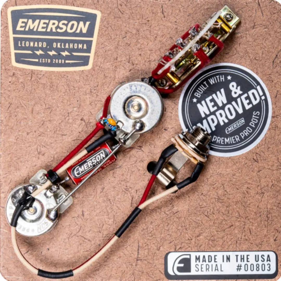 Emerson Custom Telecaster 4-Way Prewired Kit - Guitar Gear with 2 Single Coil Pickups, 22 AWG Vintage Wire, 4-Way Switch for Musical Instrument Upgrade