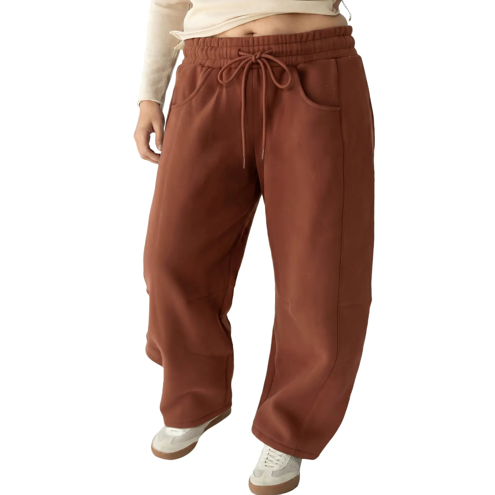 Eytino Womens Plus Size High Rise Drawstring Elastic Waist Casual 2026 Fall Barrel Sweatpants Wide Leg Trousers (1X-5X)