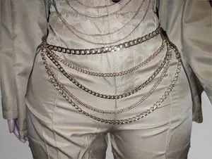 Chains Belt - Adjustable Metal Chain Belt With Durable Buckle For Everyday Wear