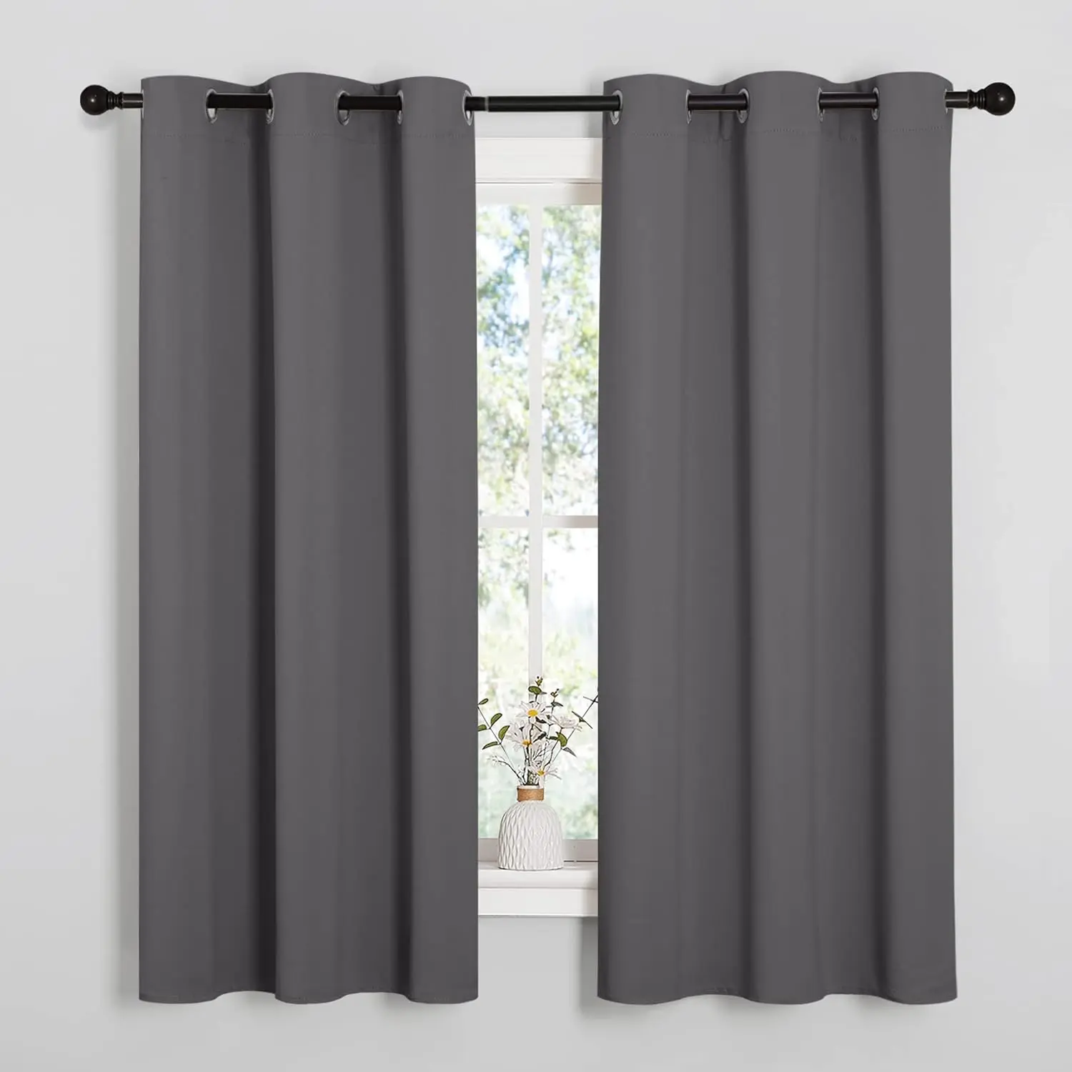 NICETOWN Thermal Insulated Triple Weave Heavy Fabric Grommet Blackout Curtains for Bedroom Use - 2 Panels, Light Blocker