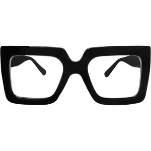 Square Blue Light Glasses Big Frame Computer Eyewear Thick Fashion Clear Glasses for Women Fashion
