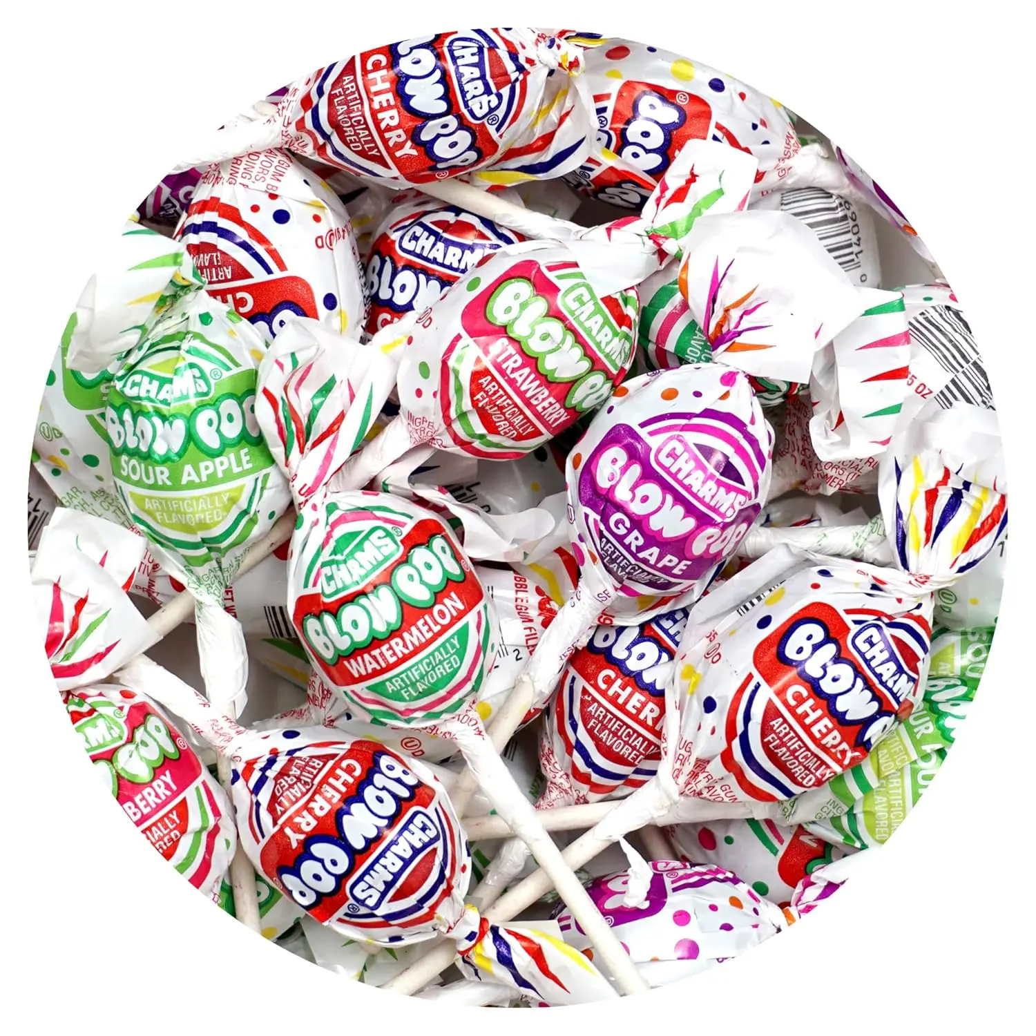 Charms Blow Pops Assorted Fruit Flavored Bubble Gum Filled Lollipops, Individually Wrapped Bulk Hard Candy,