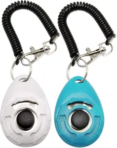 Training Clicker for Dogs Cats Horses Birds Dolphins with Wrist Strap 2 Pack White & Lake Blue Loud Sound for Easy Training
