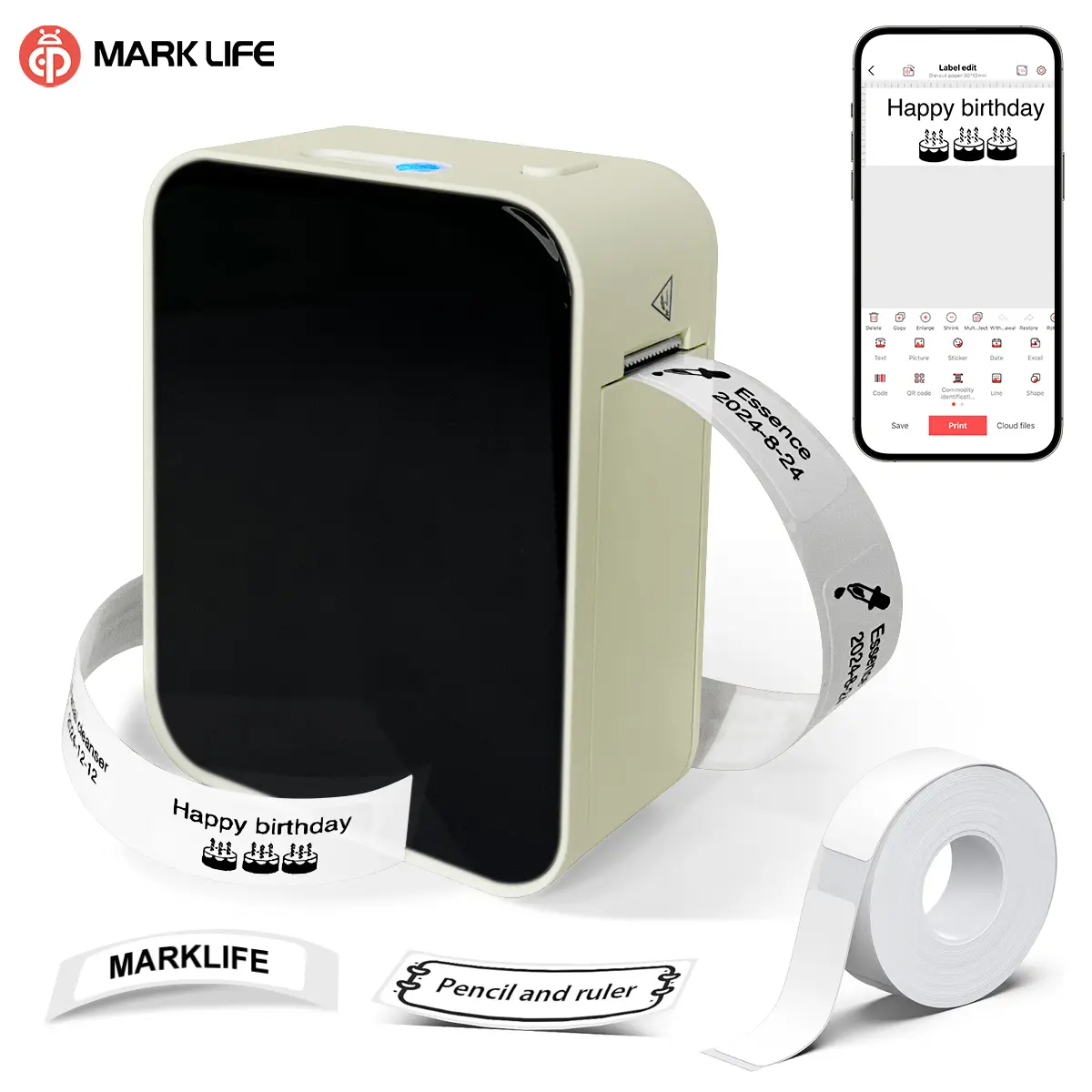 Portable mini label maker, portable wireless printer, thermal label printer. Can print name labels, item labels, and can labels, making it a perfect Valentine's Day gift.