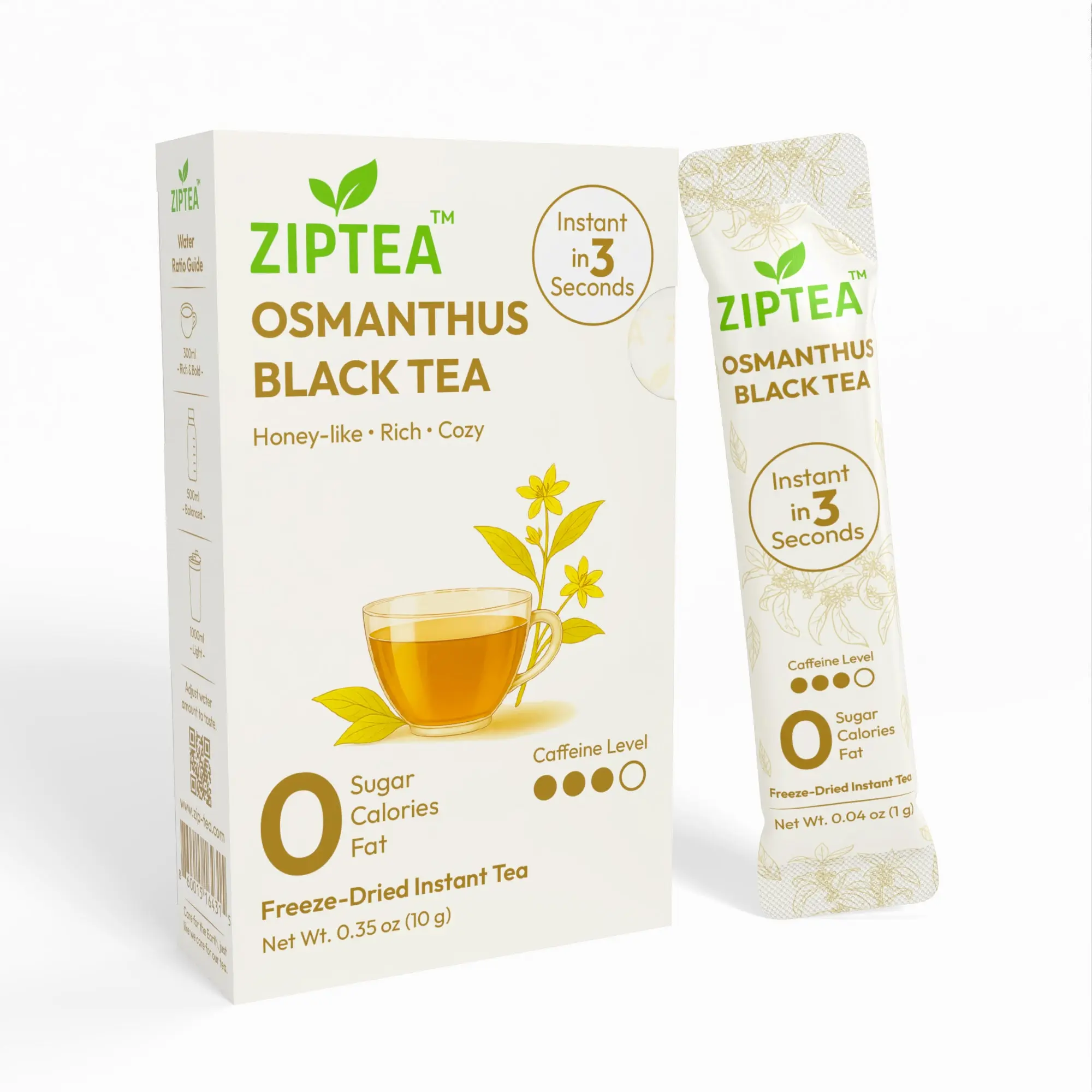 ZIPTEA Osmanthus Black Tea, Freeze-Dried Instant Tea, 0 Sugar, Hot or Cold Brew, 10 Stick Packs