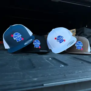 PBR Blue Collar Trucker Hat - Flatbill Trucker Hat - American Snapback