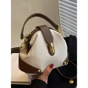 Elegant Colorblock Handbag for Women, Premium PU Leather Crossbody Shoulder Bag, Classic Versatile Commuter Purse for Daily Work & Casual Use