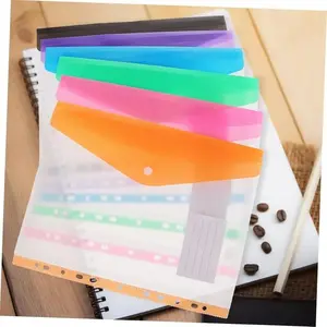 12 A4 Binder Pocket Plastic Envelopes, 11 Hole Expandable Binder Folders, 6 Color Stereoscopic Transparent File Bags for Office School Home
