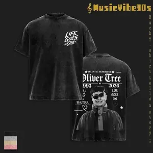 Vintage Oliver Trees Memorial Washed Shirt, RIP Oliver Trees Tribute Washed Tee, Oliver Trees 1993 - 2026 Graphic T Shirt, Alternative Music Fan Shirt, Black Music Washed Tee for Fans