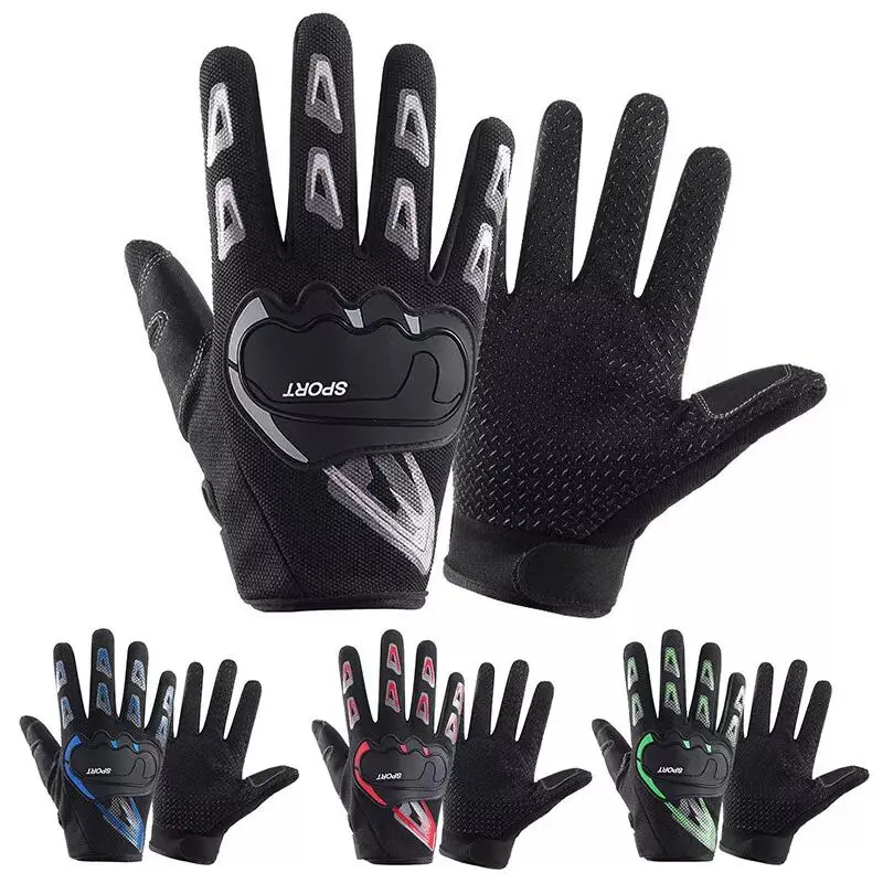 1 pair of full finger motorcycle gloves, shockproof gloves for men and women, tactical non-slip gloves, outdoor sports riding gloves, shock absorbing motorcycle gloves, non-slip breathable gloves, outdoor non-slip durable windproof gloves