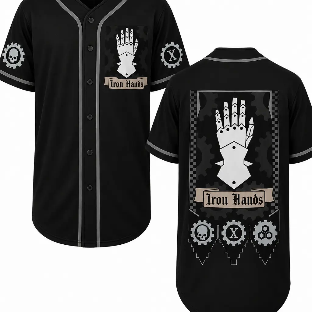 Elite Space Warrior Baseball Jersey, Grimdark Battle Button Up Shirt, Tabletop Gamer Apparel for Men & Women