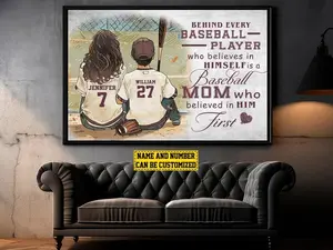 Personalized Baseball Prints, Custom Baseball Posters, Softball Gifts For Mom And Son, Mother's Day Sports Art