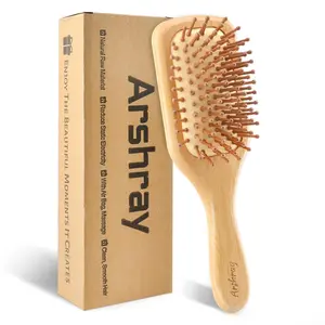 Natural Bamboo Bristles,Soft Bristle Cushion,Reduce Static Electricity,Hair Comb Teeth Round and Smooth,Promote Scalp Blood Circulation,Ergonomic Handle