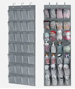 Over Door Shoe Organizer Rack with 28 Pockets Hanging Storage Holder Hanger for Closets Easy Installation Versatile Shoe & Bag Organizer Hangable