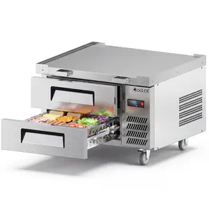 Coolski 36 in. 1.96 cu. ft. Commercial Chef Base Refrigerator with 2 Drawers in Stainless Steel