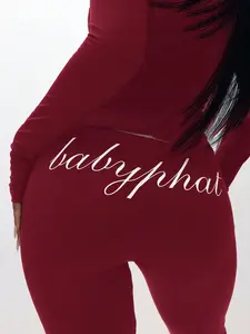 BABYPHAT Ribbed Pull On Flare Leggings High Waisted Stretch Bootcut Pants Fall Winter Casual Everyday