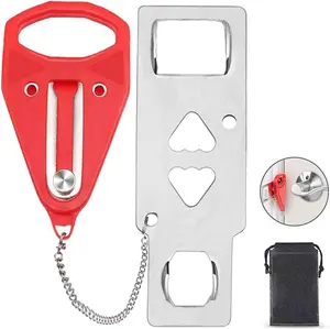 Security Portable Door Lock Latch, Upgrade 2 Holes Removable Door Latch Lock For Travel Safety And Personal Protection