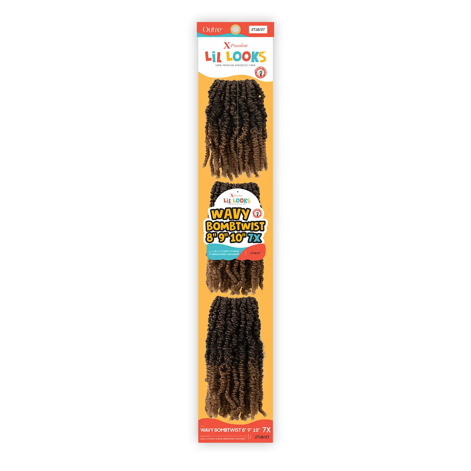 X-pression Lil Looks Crochet Braids for Kids, Wavy Bombtwist Wavy Synthetic Hair, 7X Pack with 8", 9" & 10" Lengths, Soft Lightweight Protective Style, Braids Hairstyles, Hair Braids