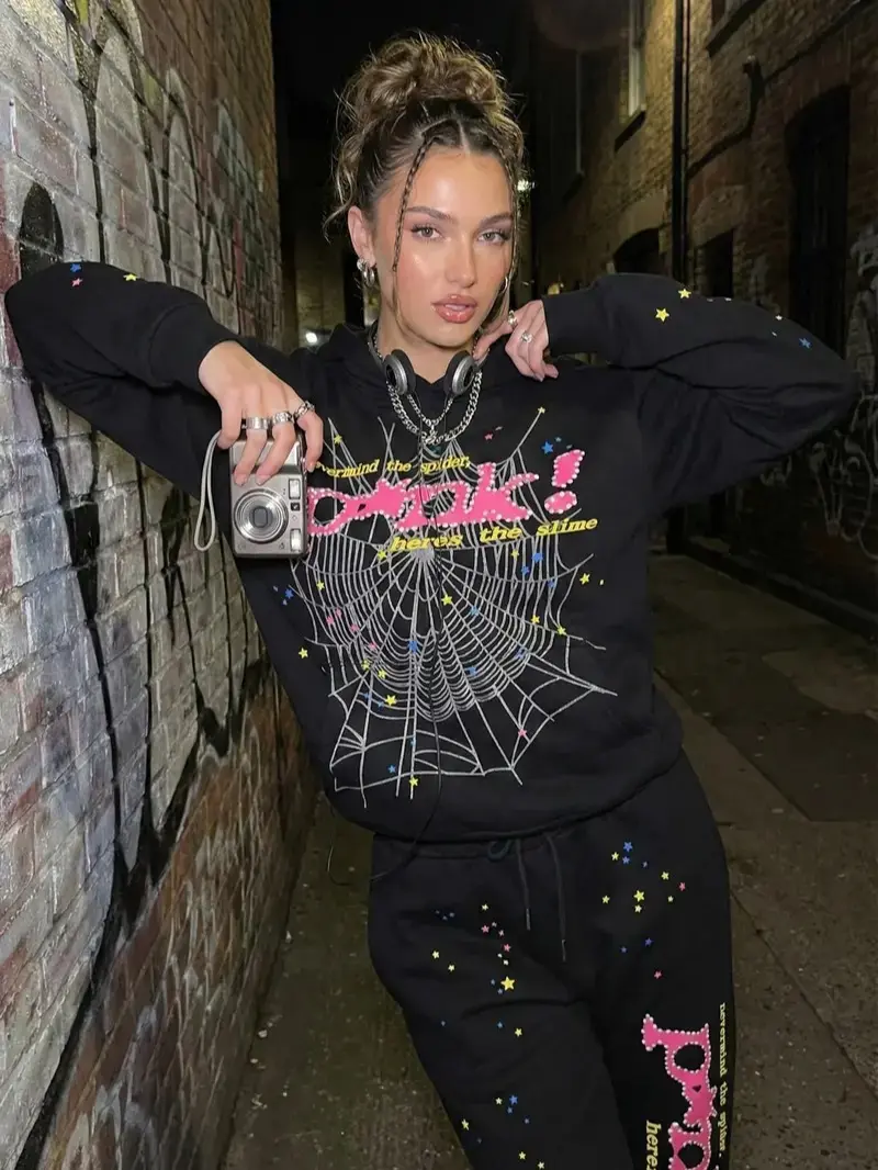 Hip Hop Spider Hoodies Set Y2k Hoodie Tracksuit Pullover Sweatshirt for Women Men Matching Hoodies for Couples