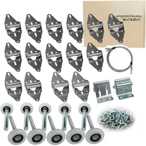 Garage Door Hardware Kit Roller/Hinge/Top Bracket/Wire Rope (for 16'x7' and 18'x7' Height Double Garage Doors)