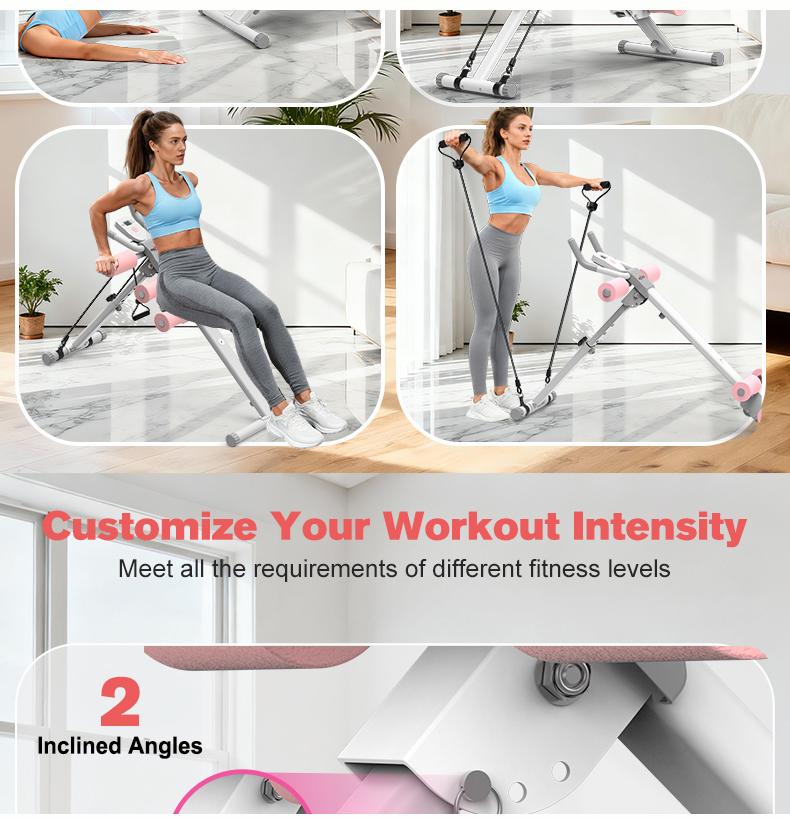 RELIFE SPORTS Foldable Adjustable Ab Trainer with LCD Monitor for Women - 440LBS Capacity, 5-Level Height & 2-Level Incline, Home Gym Equipment, Ideal Gift for Fitness Beginners