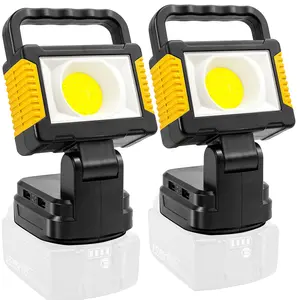 SYLSTAR 2Pack Cordless Work Light for Makita 20V/18V Max Battery 25W 2500LM COB LED Flood Light with 3 Modes 135° Foldable Dual USB Charging Ports Low Voltage Protection for Jobsite No Battery