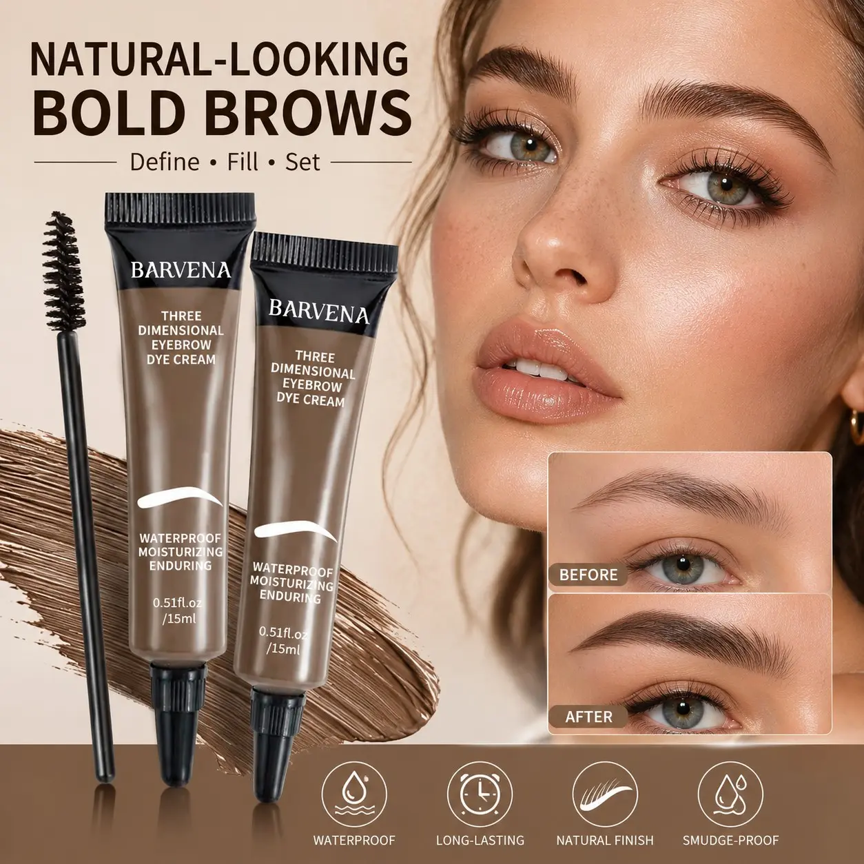 Eyebrow dye kit, Eyebrow Enhancer, long-lasting waterproof eyebrow gel, all-day smudge-proof light-colored eyebrow mascara, creates natural wild brows, brow mousse with brush that does not fade, suitable for daily use, Brow Tint, Brow Makeup Products