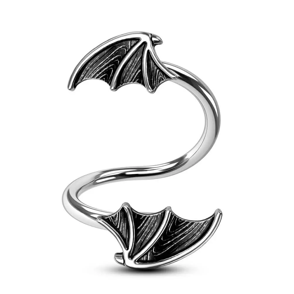 Oufer 16G S-shaped Black Bat Wing Helix Conch Earrings