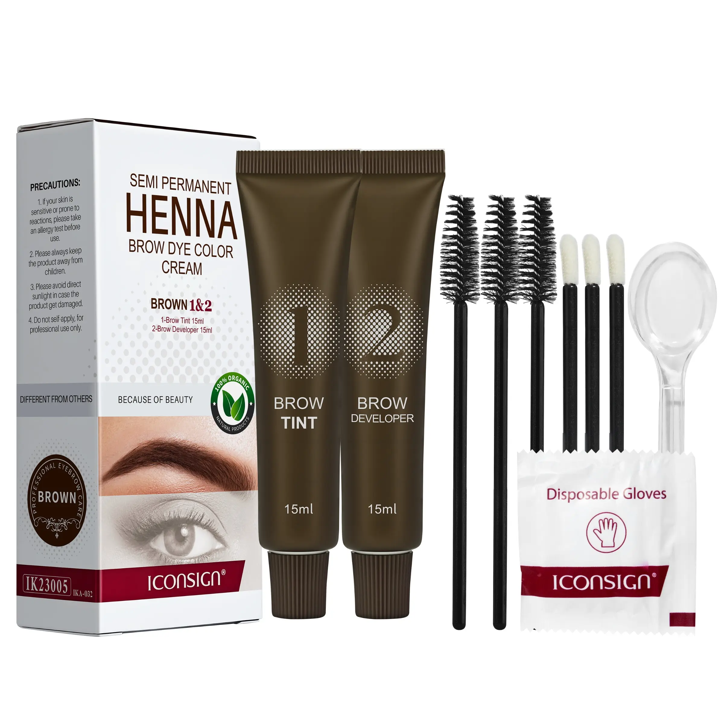 Iconsign Henna Brow Dye Cream, Eyebrow Tinting Cream, Sweatproof Long-Lasting Natural Look, Realistic Wild Brow Color, Shade, Makeup Essential, Eyebrow Makeup Products