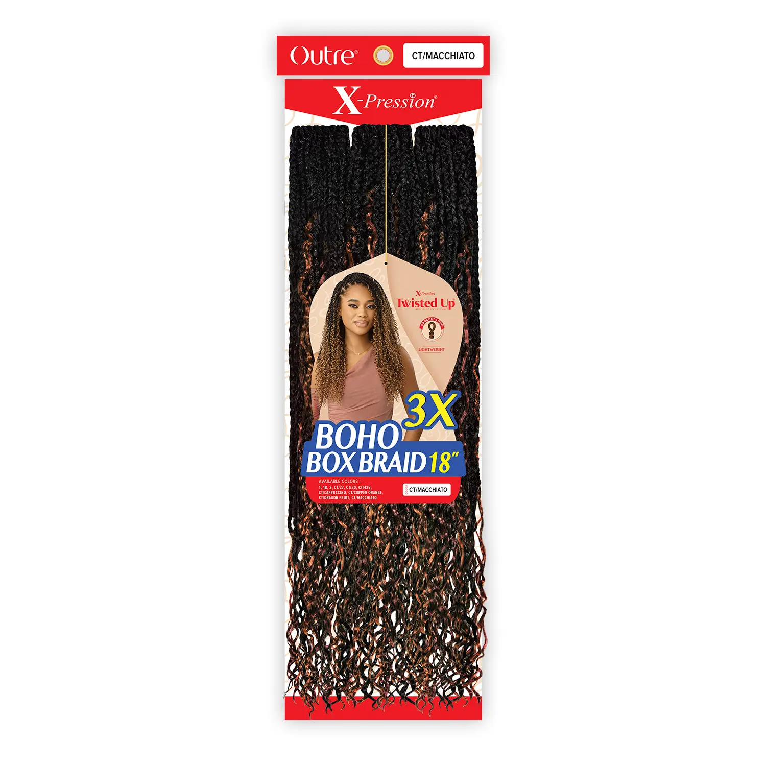 Xpression Twisted Up 18-Inch Protective Boho Box Braids Hair Extensions, Unisex Glueless Quick Crochet Braided Pieces, Lightweight Handmade Synthetic Strands, 21 Strands, 425ct/27, 1b, Hand Wash Only