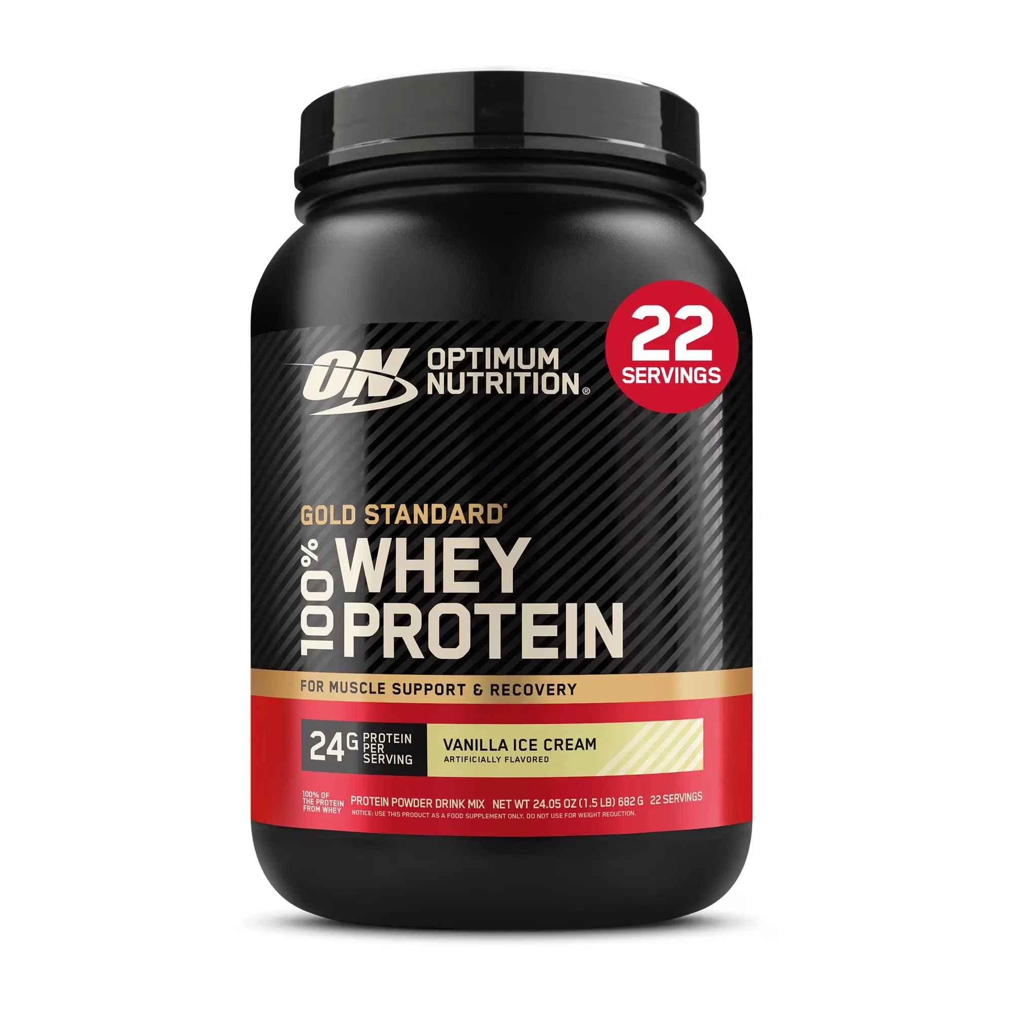 (Choose flavor) Optimum Nutrition, Gold Standard 100% Whey Protein Powder, Vanilla Ice Cream, 22 Servings