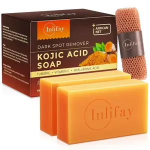 Turmeric Kojic Acid Soap: Dark Spot Soap for Face Body - Home Travel Use Skin Cleansing for Women (200g)