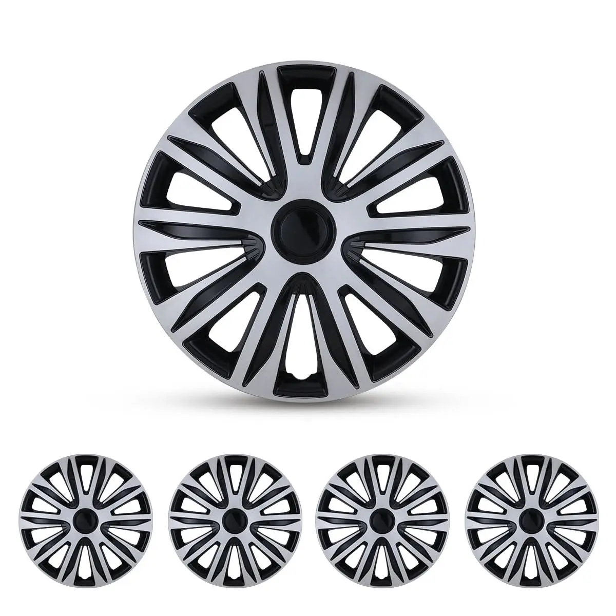 WOLFSTORM 4-Pack 17-Inch High-Quality ABS Plastic Wheel Rim Cover Hubcaps, Automotive Reliable Protection Wheel Skins, Quick Installation Auto Replacement Tire Accessory with Multi-Color Options, Enhance Appearance, 17" Iron Wheel Fit