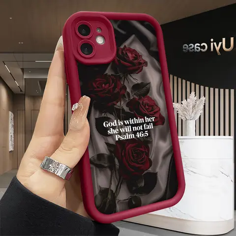 Psalm 46:5 "God is within her" Customized Soft Silicone iPhone Case - Full Body Casing, Rugged, Durable, Shockproof, Scratch Resistant Phone Protection Accessory for iPhone 17 Air,16,16 Pro,15,14 Pro Max,13,12,11,X,XS Plus